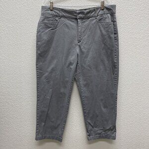 JM Collection Womens Size 14 Pants Straight Leg Gray Capri Cropped Elastic Waist